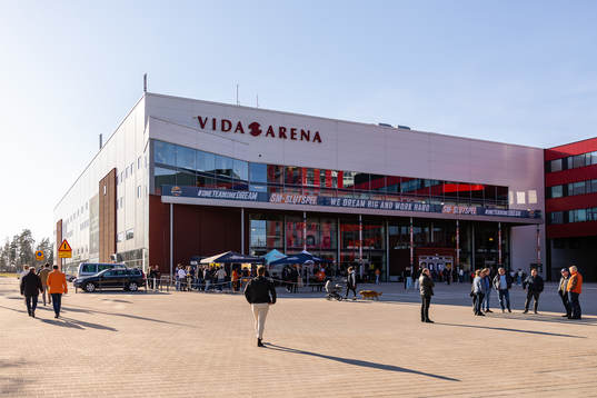 Exteriör vy av vida arena före final tre i SHL mellan