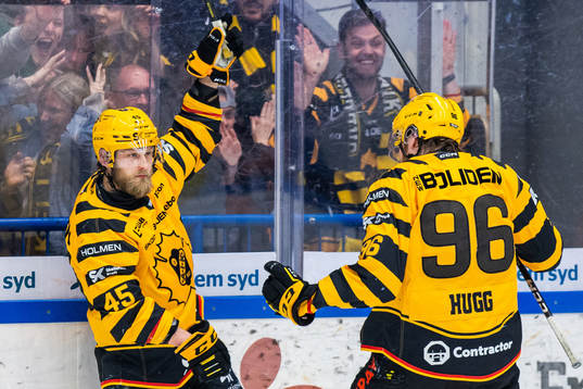Skellefteås Oscar Möller och Rickard Hugg jublar