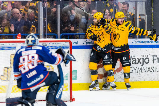 Skellefteås Oscar Möller och Rickard Hugg jublar