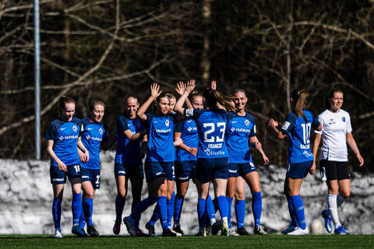 Julie Kristine Solskjær of Grei celebrates