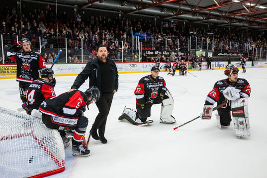 Nybros tränare Pontus Nyberg och målvakt Pontus Eltonius