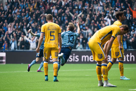 Djurgårdens Hampus Finndell jublar