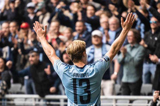 Djurgårdens Hampus Finndell jublar