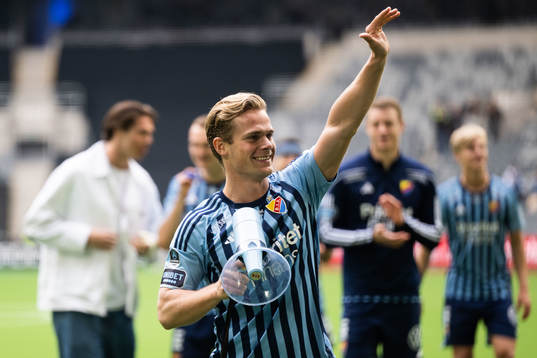 Djurgårdens Hampus Finndell jublar