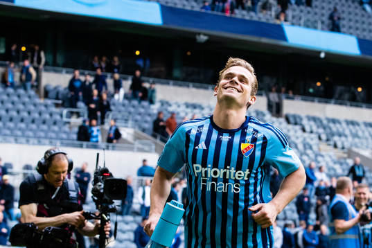 Djurgårdens Hampus Finndell jublar