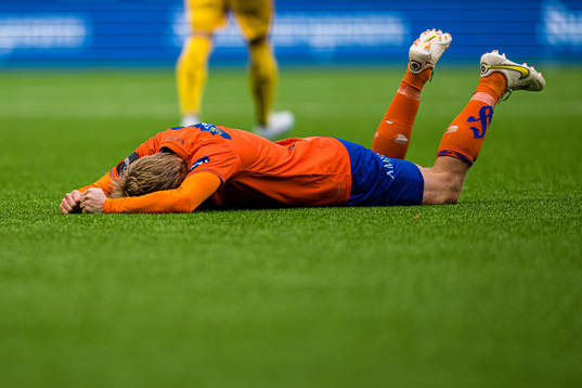 Erlend Segberg of Aalesund in pain