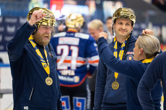 Växjös Materialare Martin Berg och Johannes Engdahl jublar