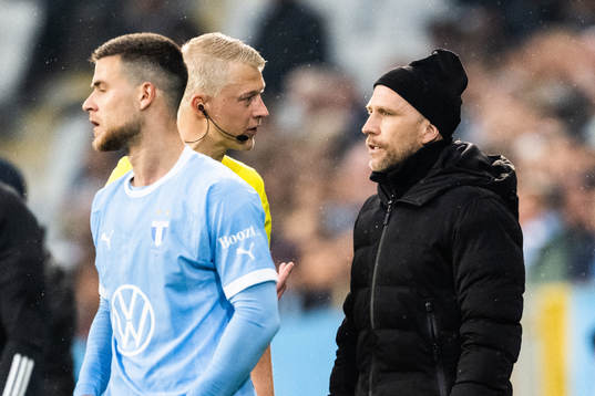 Malmö FFs tränare Henrik Rydström och Domare Adam