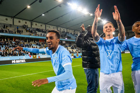 Malmö FFs Taha Ali och Søren Rieks jublar