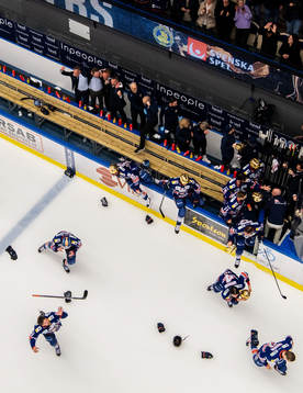 Växjös spelare jublar på slutsignal