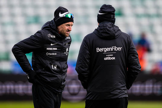 Eirik Horneland, head coach of Brann, and Erik Huseklepp,