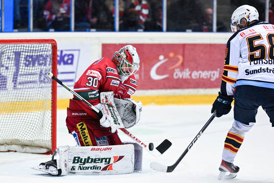 Modos målvakt Kristers Gudlevskis och Djurgårdens Fredrik