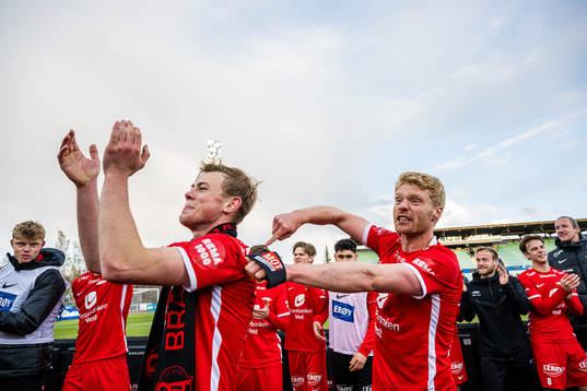 Aune Heggebø and Sivert Heltne Nilsen of Brann celebrates
