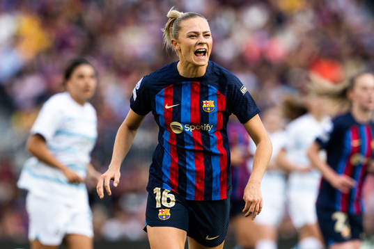 Fridolina Rolfö of Barcelona reacts