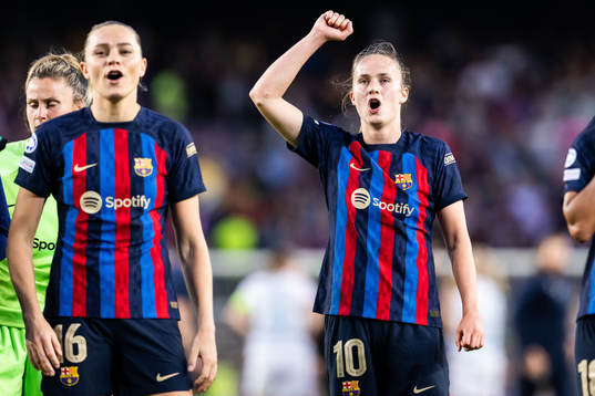Fridolina Rolfö and Caroline Graham Hansen of Barcelona