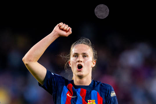 Caroline Graham Hansen of Barcelona celebrates