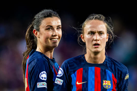Ingrid Syrstad Engen and Caroline Graham Hansen of Barcelona