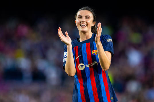 Ingrid Syrstad Engen of Barcelona celebrates