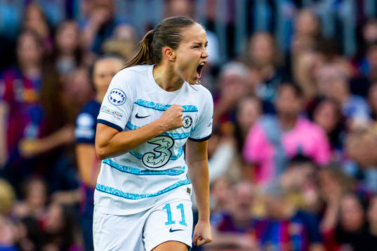 Guro Reiten of Chelsea celebrates