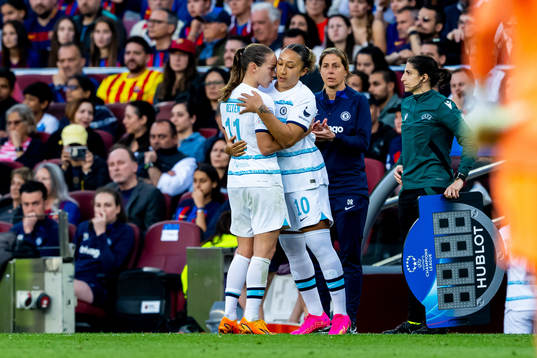 Guro Reiten of Chelsea is being substituted with teammate