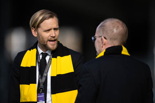 Häckens klubbchef Marcus Jodin och ordförande Anders