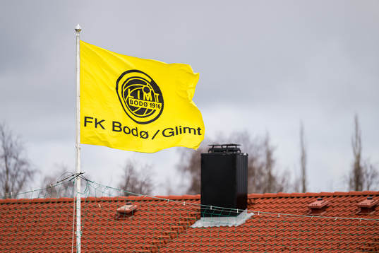 A Bodø/limt flag at Aspmyra Stadion