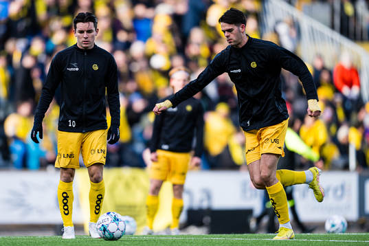 Hugo Vetlesen and Lasse Nordås of Bodø/Glimt warms up