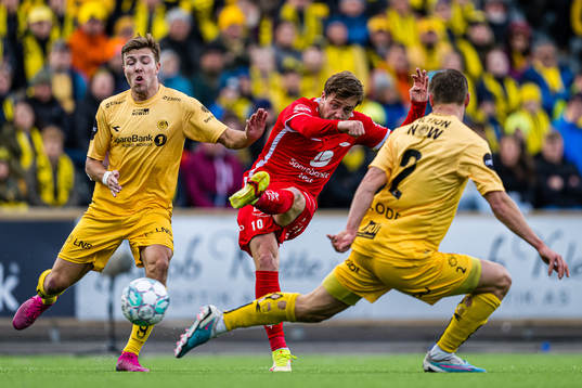 Fredrik Bjørkan of Bodø/Glimt and Frederik Børsting of
