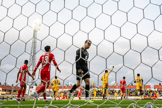 Svenn Crone and Mathias Dyngeland of Brann looks dejected
