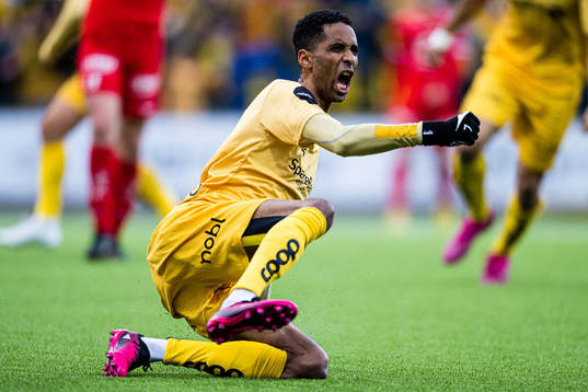 Amahl Pellegrino of Bodø/Glimt celebrates