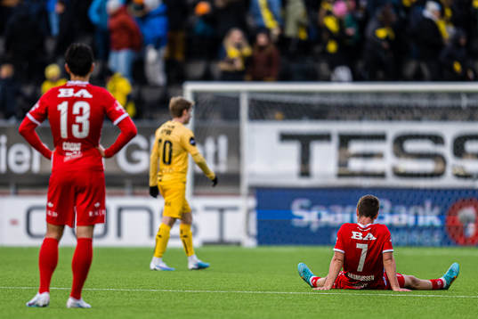 Svenn Crone and Mathias Rasmussen of Brann looks dejected
