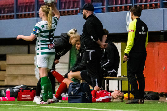 Robyn Virginia McCarthy of Grand Bodø leaves the pitch