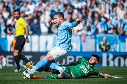 Malmö FFs Gabriel Busanello och Hammarbys Viktor Djukanovic