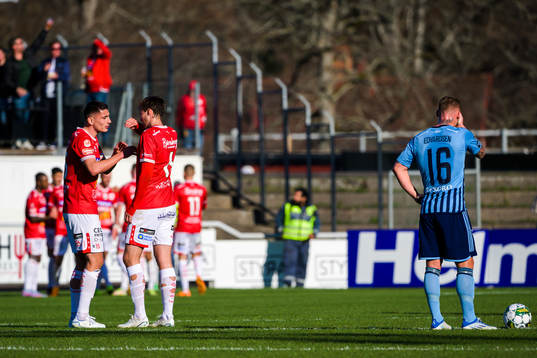 Degerfors Seid Korac och Oscar Wallin jublar