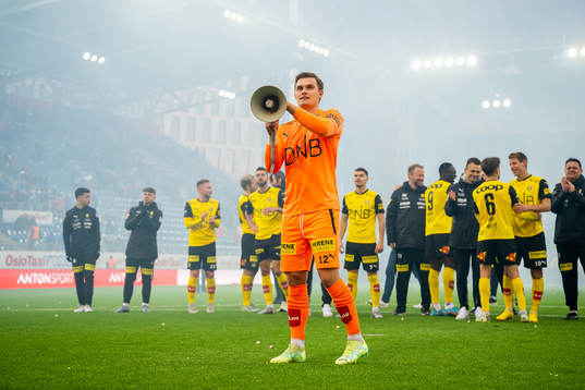 Goalkeeper Mads Hedenstad Christiansen and players of