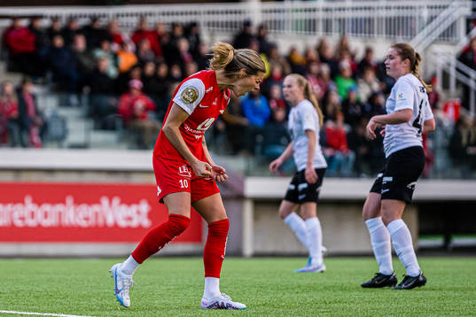 Andrine Stolsmo Hegerberg of Brann reacts
