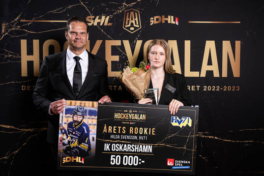 Patrik Hofbauer, Svenska spels vd, och Årets Rookie Hilda