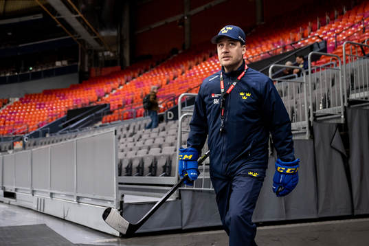 Head coach Sam Hallam of Sweden at a practice session