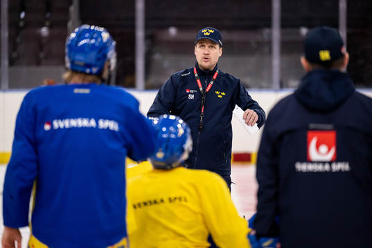 Head coach Sam Hallam of Sweden at a practice session