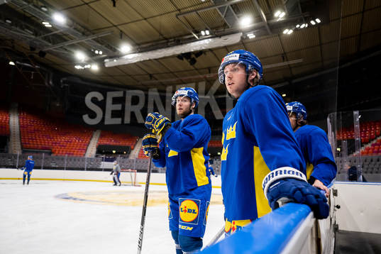 Alexander Nylander and Rasmus Sandin of Sweden at a