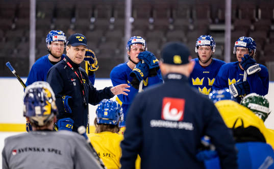 Head coach Sam Hallam of Sweden at a practice session