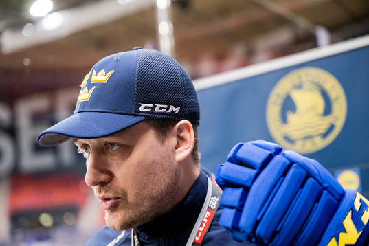 Head coach Sam Hallam of Sweden at a practice session