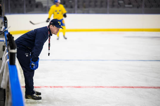 Head coach Sam Hallam of Sweden at a practice session