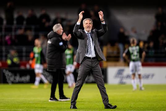 Helsingborgs tränare Stuart Baxter jublar