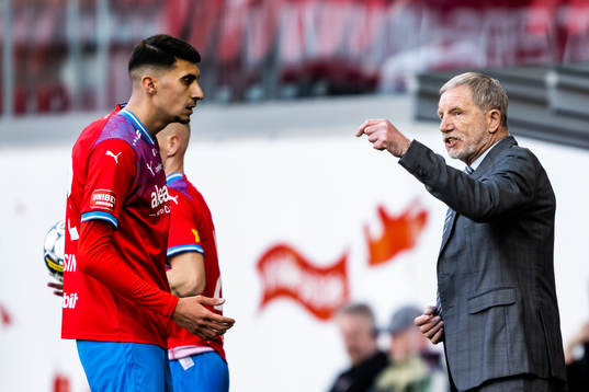 Helsingborgs Amar Muhsin och tränare Stuart Baxter