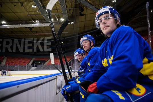 Fabian Zetterlund, Lucas Raymond and Leo Carlsson of Sweden