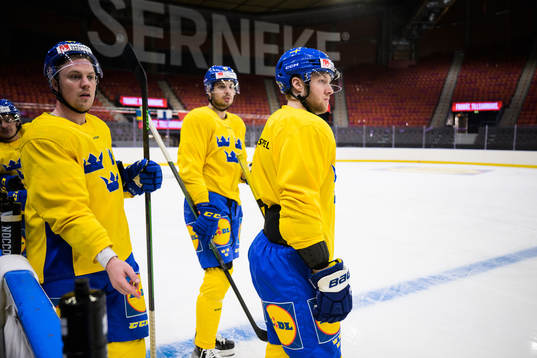 Joel Persson and Alexander Nylander of Sweden at a practice