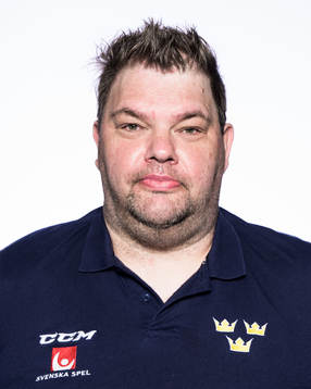 Equipment manager Frederik Andersen of Sweden poses for a