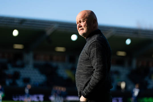 Häckens tränare Per-Mathias Høgmo innan fotbollsmatchen