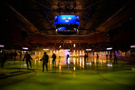 Players of Sweden enter the ice for the Czech Hockey Games